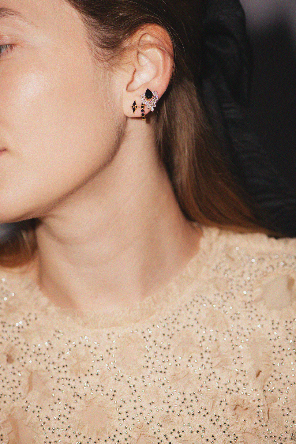 Black Swarovski Clip