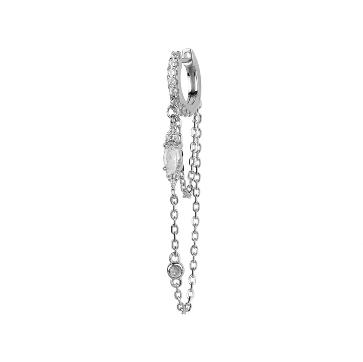 Strass Silver White Oval