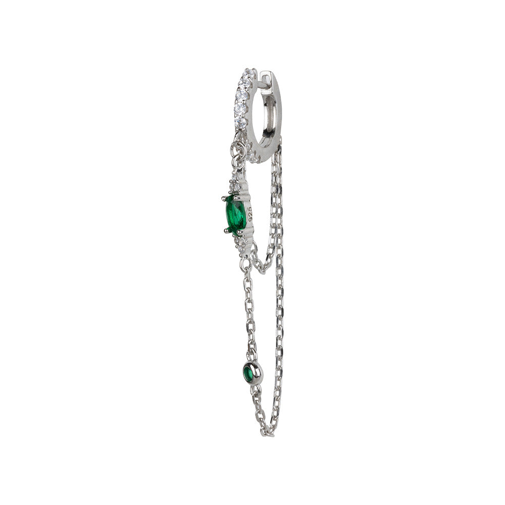 Strass Silver Oval green