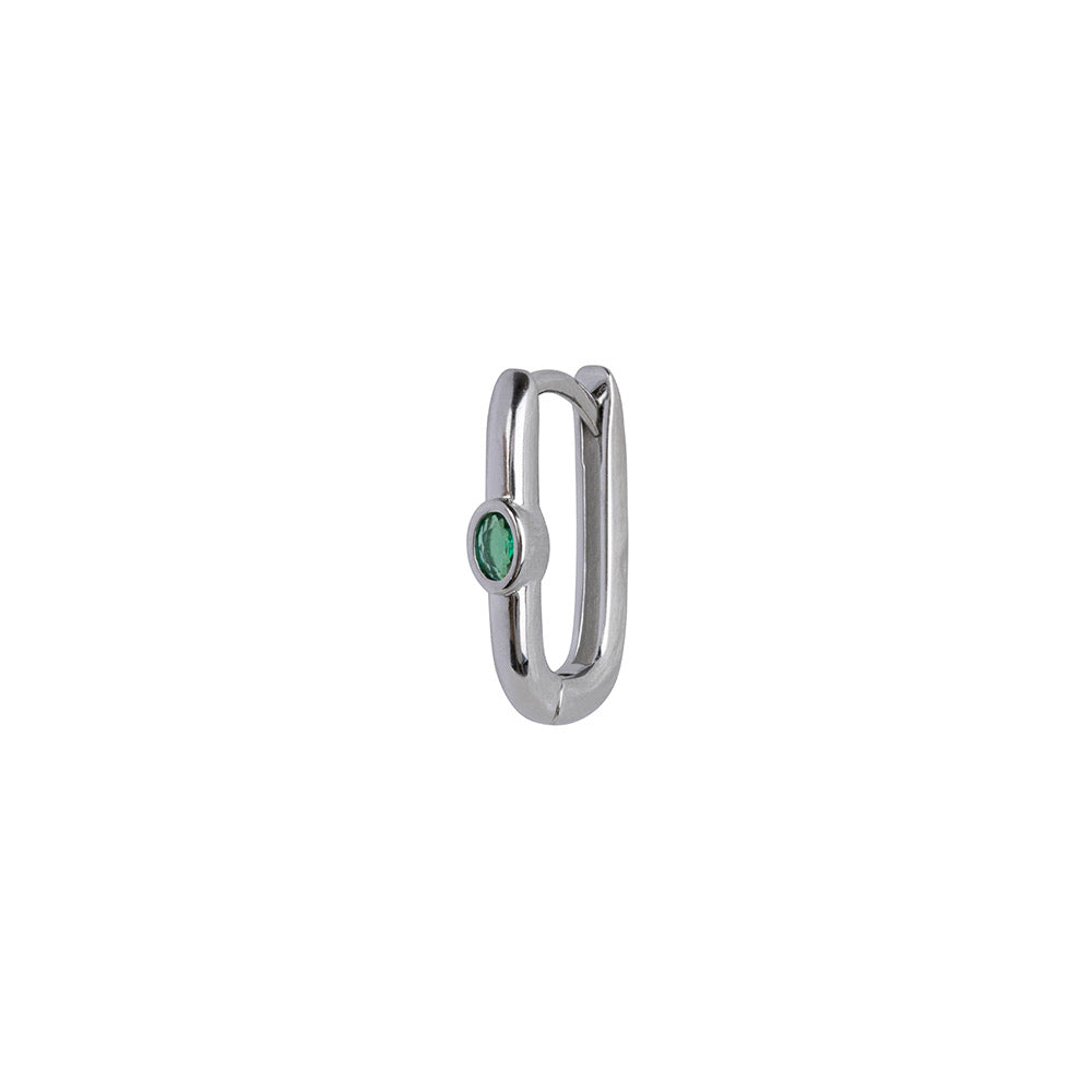 Oval Green Silver