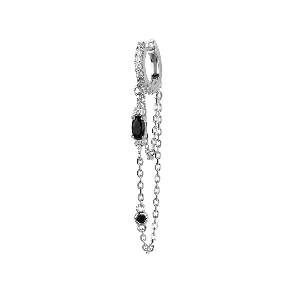 Strass Silver Oval black